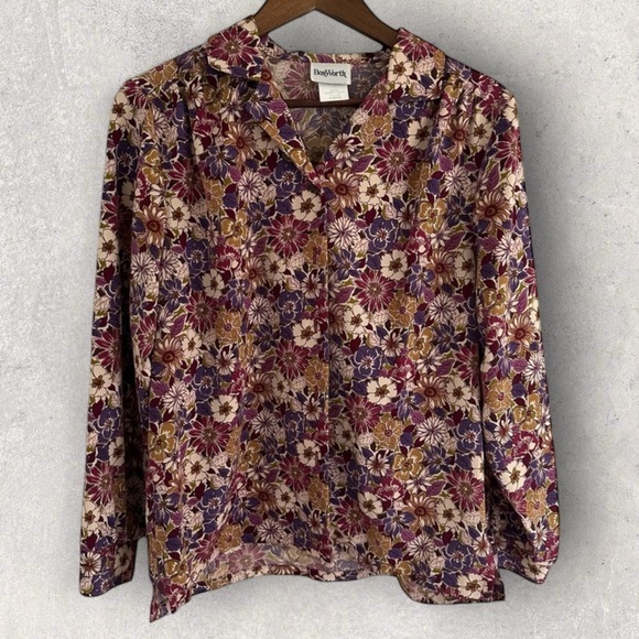 BonWorth Tops - Vintage BonWorth Purple and Gold Floral Blouse Women’s Small